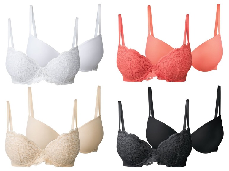 Gehe zu Vollbildansicht: ESMARA® Lingerie Push up BH, 2 Stück, mit Spitze, verstellbare Träger - Bild 1