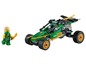 Ein grüner LEGO Ninjago Buggy mit einer Lloyd-Minifigur