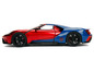 Ein rot-blaues Ford GT-Modell im Spider-Man-Design.