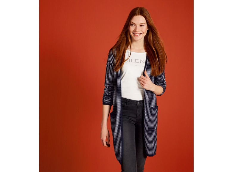 Gehe zu Vollbildansicht: ESMARA® Long Cardigan Damen, mit Strukturstrick und aufgesetzten Taschen, mit Baumwolle - Bild 10