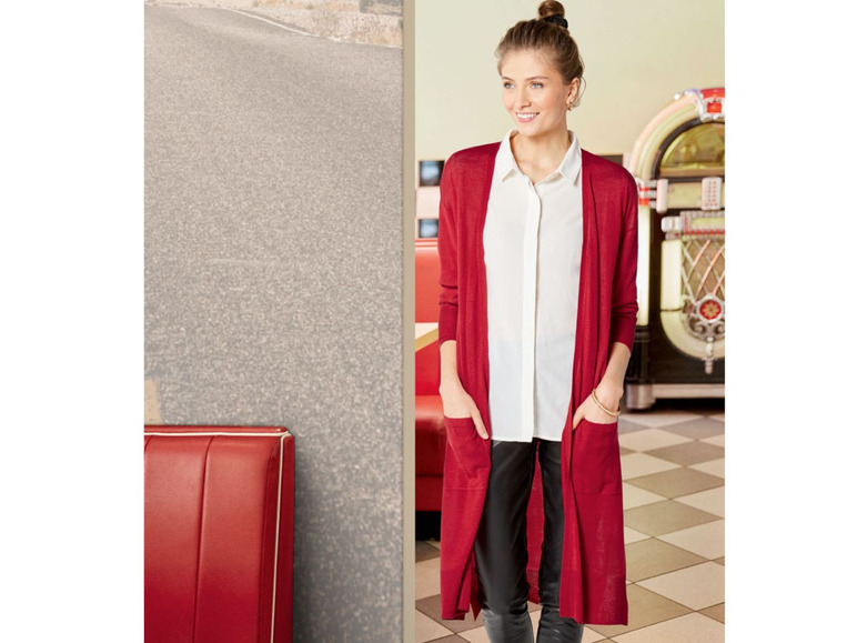 Gehe zu Vollbildansicht: ESMARA® Longcardigan Damen, mit Seitenschlitzen, aufgesetzte Taschen, mit Viskose - Bild 7