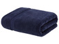 Ein dunkelblaues Handtuch, gefaltet.