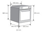 Abmessungen eines Backofens mit einer Breite von 560 mm.