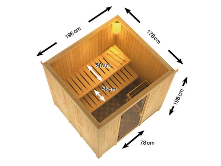 Gehe zu Vollbildansicht: Karibu 68-mm-Systemsauna-Set Tromsö Fronteinstieg - Bild 3