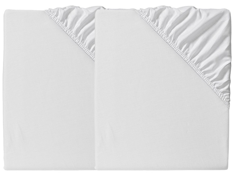 Gehe zu Vollbildansicht: MERADISO® 2 Baumwoll-Satin-Spannbettlaken, 90-100 x 200 x 25 cm - Bild 2