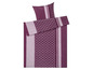 Eine Bettwäsche in Lila mit geometrischem Muster.
