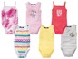 Sommer Babybodys mit tropischem Muster, Streifen und einem Tukan