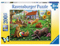 Ravensburger Puzzle mit 200 Teilen, mit Hunden und Katzen im Garten.