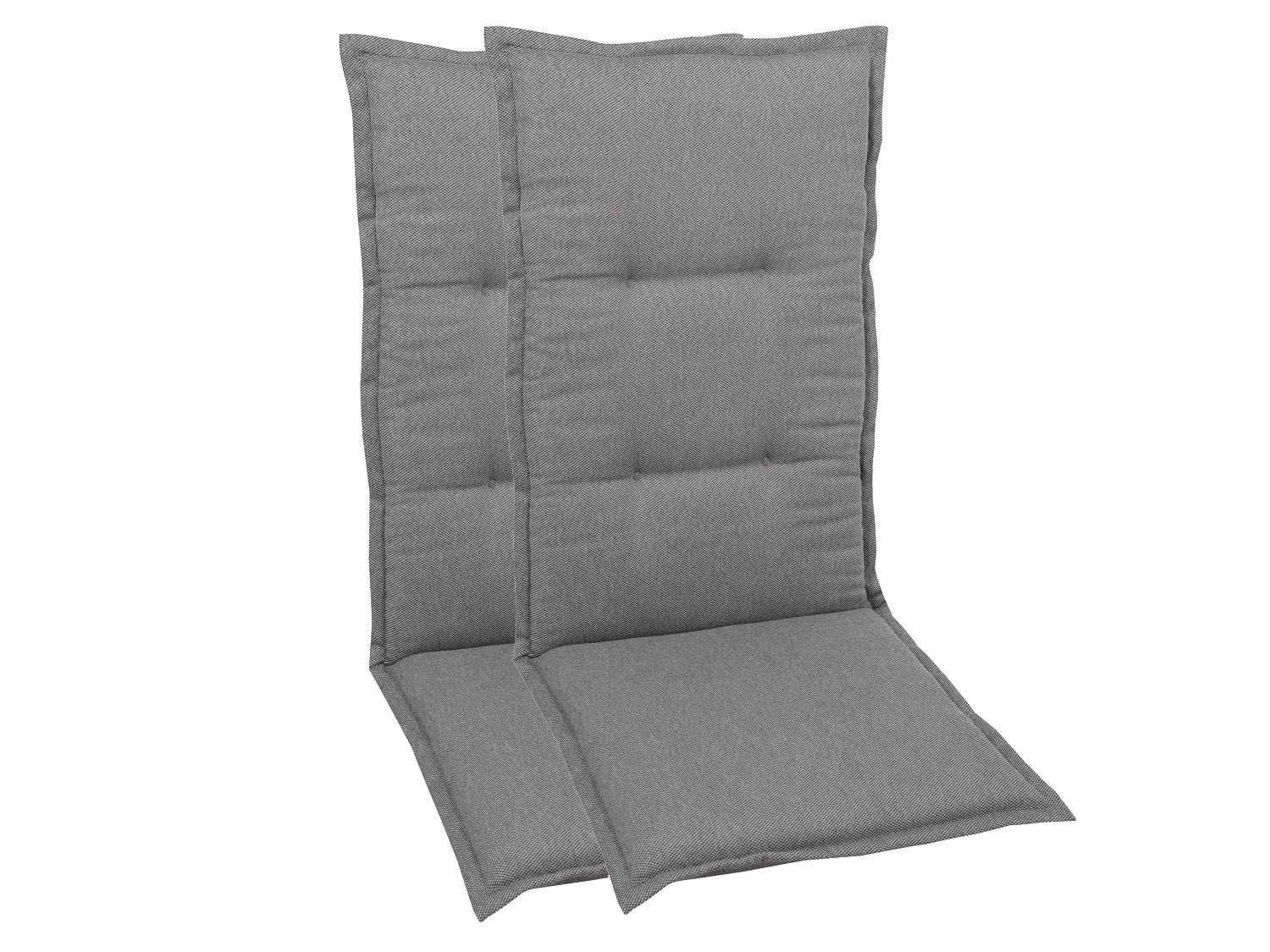 GO-DE Textil Gartenauflage Uni (2er Set Mittellehner, Grau) | 04014082069219