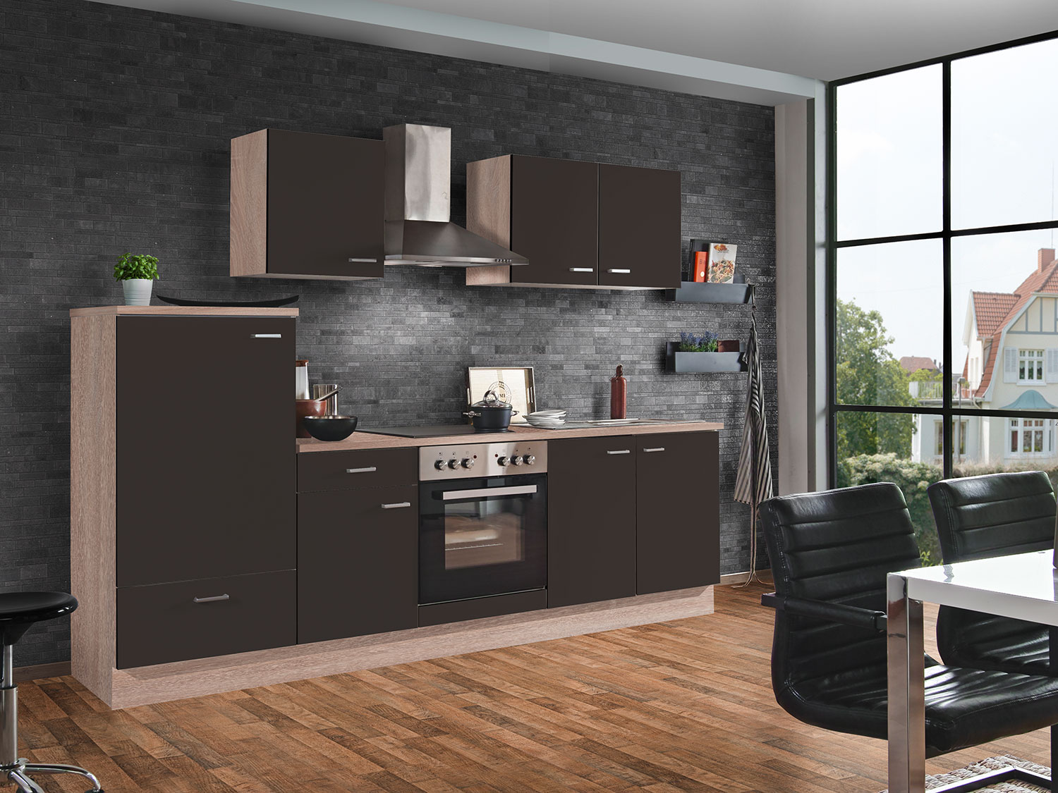 Menke Küchenblock Classic Leerblock 270/280/300/310cm (frei Bordsteinkante, lava, 270 cm (ohne GS-Blende)) | 04039354094034