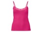 Rosa Tanktop mit Spitzenbesatz.