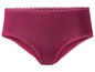Ein Paar dunkelrote Damen-Slips mit Spitze.