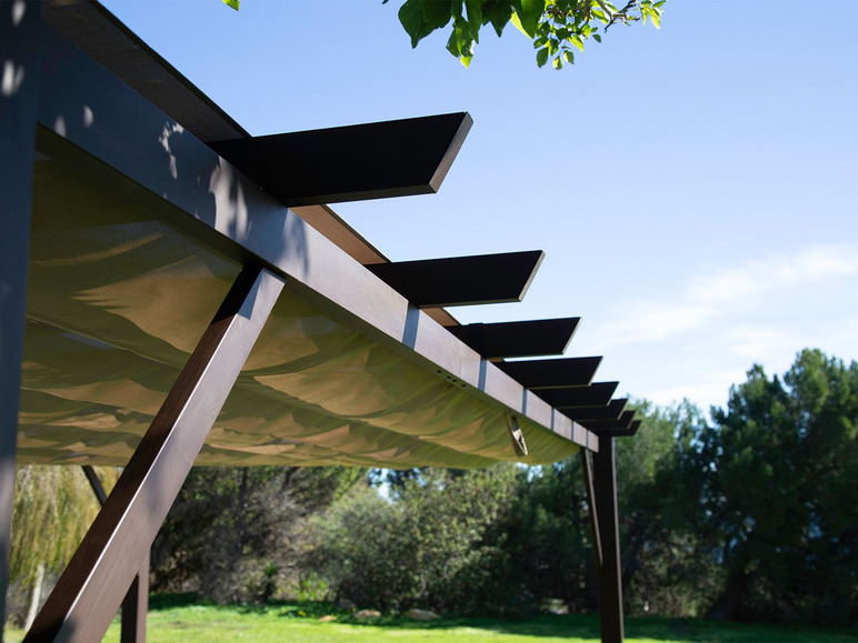Gehe zu Vollbildansicht: Paragon Outdoor USA Pavillon »Modena«, Pergola in edler Holzoptik, mit Sonnenschutzsegel - Bild 5