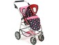 Ein rosa Kinderwagen mit Punkten.