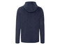 Ein dunkelblauer Fleece-Pullover mit Kapuze.