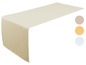 Beige Tischläufer mit Streifendesign in verschiedenen Farben.
