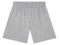 Graue Baumwollshorts mit elastischem Bund.