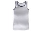 Ein weiß-blaues gestreiftes Tanktop.
