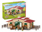 Schleich Farm World Pferdeboxen mit Pferden und Zaun.
