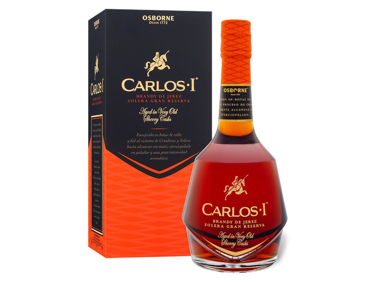 Osborne Carlos I Casks Gran mit Jerez Sherry Vol de Geschenkbox 40% Reserva Brandy Solera