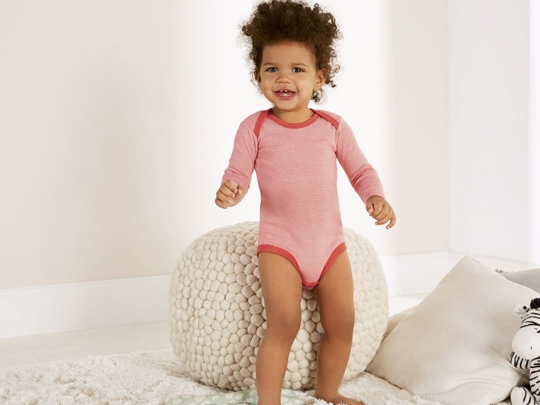 Gehe zu Vollbildansicht: LUPILU® Baby Langarmbody Mädchen, aus reiner Baumwolle, weiche Ripp-Qualität, 2 Stück - Bild 5