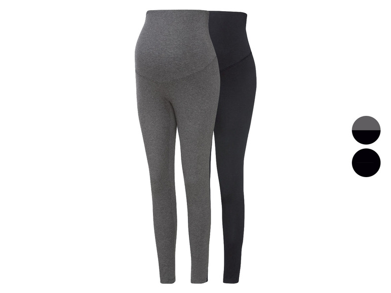 Gehe zu Vollbildansicht: esmara® Damen Umstands Leggings, 2 Stück, mit Bio-Baumwolle - Bild 1