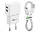Goobay USB-Ladegerät mit Doppel-Port und USB-C-Kabel.