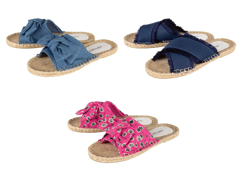 Blaue und rosafarbene Espadrilles mit Schleifen