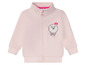 Ein rosa Baby-Sweatshirt mit Reißverschluss und einem süßen Schafmotiv