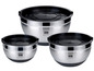 Ein Set aus drei ELO Edelstahlschüsseln mit Deckeln.