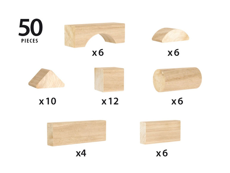 Gehe zu Vollbildansicht: BRIO 30113 »Natur Holzbausteine 50Teile«, 7 verschiedene Formen, ab 1 Jahr - Bild 2