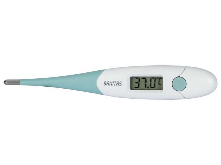 Gehe zu Vollbildansicht: SANITAS Fieberthermometer, extra großes Display, mit Schutzhülle und Batterie - Bild 1