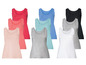 Sieben Basic Tanktops in verschiedenen Farben.