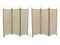 Zwei beige Raumteiler mit Metallgestell.