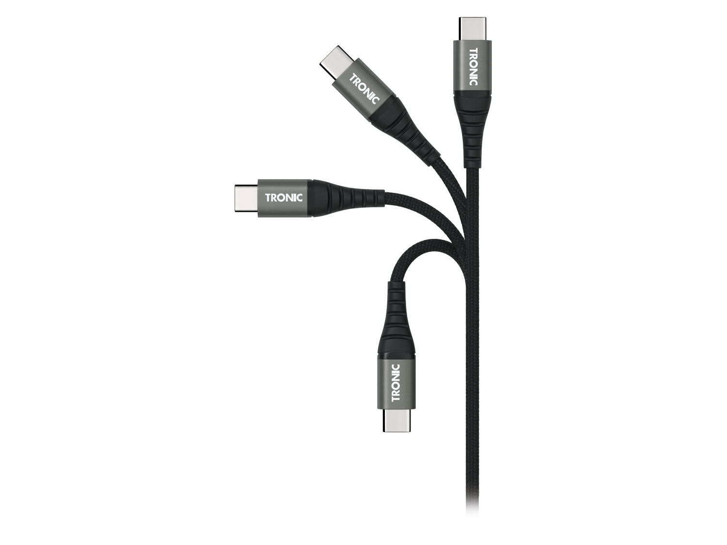 TRONIC® Lade- und Datenkabel Textil Metallstecker USB-C und USB-A 1m BQ8971
