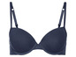 Ein dunkelblauer BH mit glatten Cups.