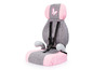 Ein rosa und grauer Autositz mit Schmetterlingsdesign.