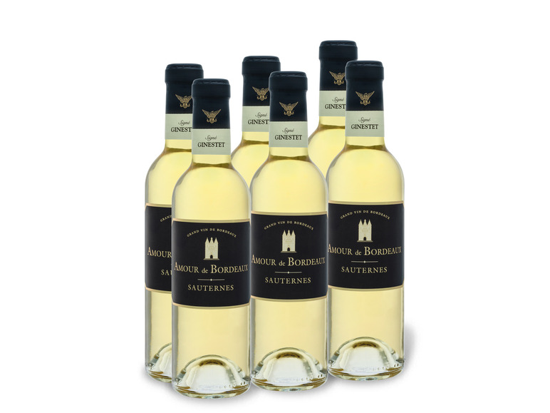 Gehe zu Vollbildansicht: 6 x 0,375-l-Flasche Weinpaket Amour de Bordeaux Sauternes AOP süß 0,375-l, Weißwein - Bild 1