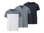 Drei Livergy T-Shirts: eines gestreift, eines mit Farbverlauf und eines mit Knopf.