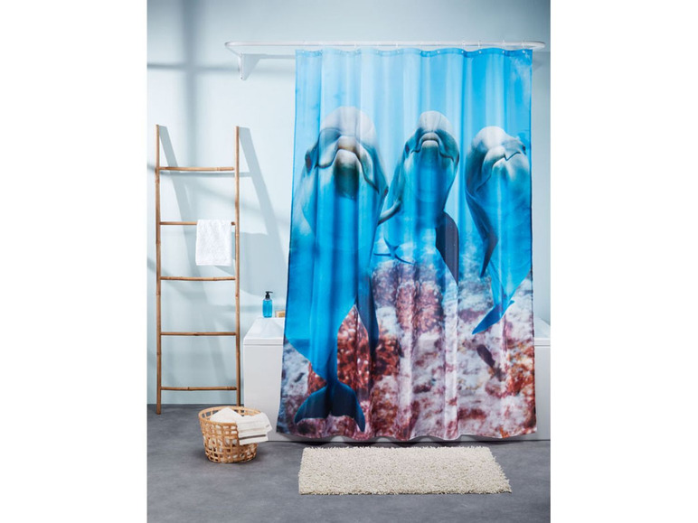 Gehe zu Vollbildansicht: MIOMARE® Duschvorhang, 180 x 200 cm, mit 12 verstärkten Ösen, Befestigungsringe - Bild 9