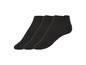 Drei Paar schwarze Socken mit niedriger Wade.