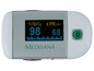 Medisana Pulsoximeter mit Display, das 98% SpO2 und 68 bpm anzeigt.