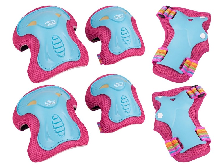 Ein Set Knie- und Ellbogenprotektoren von Hudora für Kinder.
