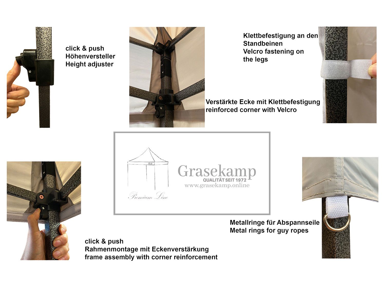 GRASEKAMP Faltpavillon Premium Line (3x6m, Grau) – Bild 3 von 3