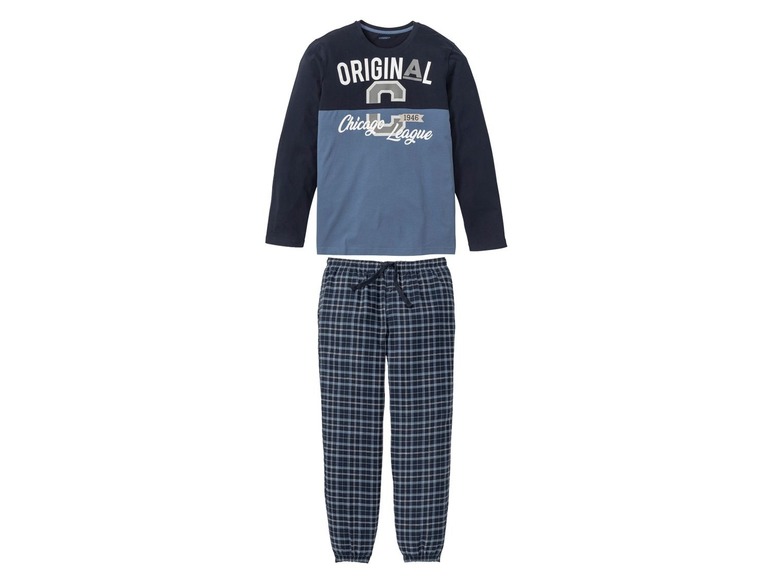 Gehe zu Vollbildansicht: LIVERGY® Herren Pyjama, aus Baumwolle, Hose mit seitlichen Eingrifftaschen - Bild 2