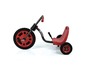 Ein rotes Dreirad mit einem großen Vorderrad.