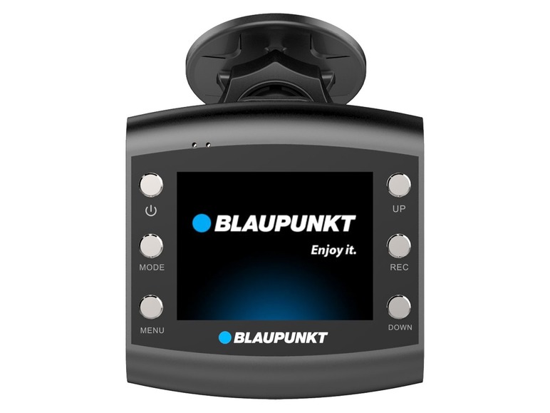 Eine Blaupunkt Dashcam mit Display und Bedienelementen.