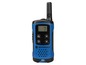 Ein blaues Motorola Walkie-Talkie mit einer Antenne.