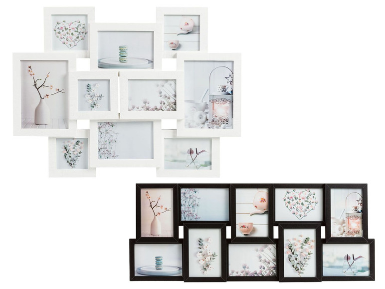 Gehe zu Vollbildansicht: MELINERA® Collage Bilderrahmen, für 10 Bilder, mit Holzrahmen, Glasabdeckung - Bild 1