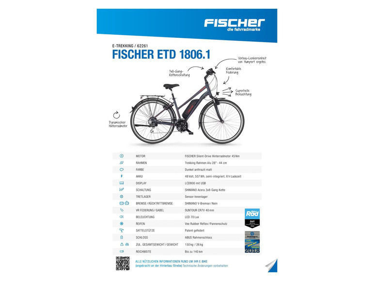 Gehe zu Vollbildansicht: FISCHER E-Bike Trekking "1806", 28 Zoll Modell 2021 - Bild 34